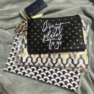 Dabney Lee Black Cosmetic Pouch with Gold Star Accents